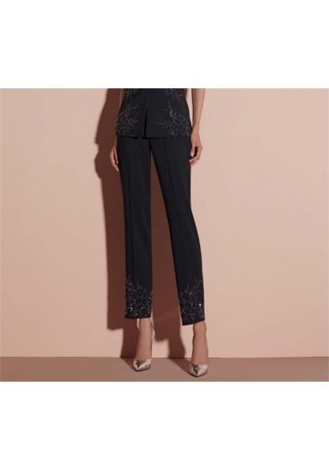 Black Pants with Silver Embroidery GAI MATTIOLO | Trousers | LT465NERO